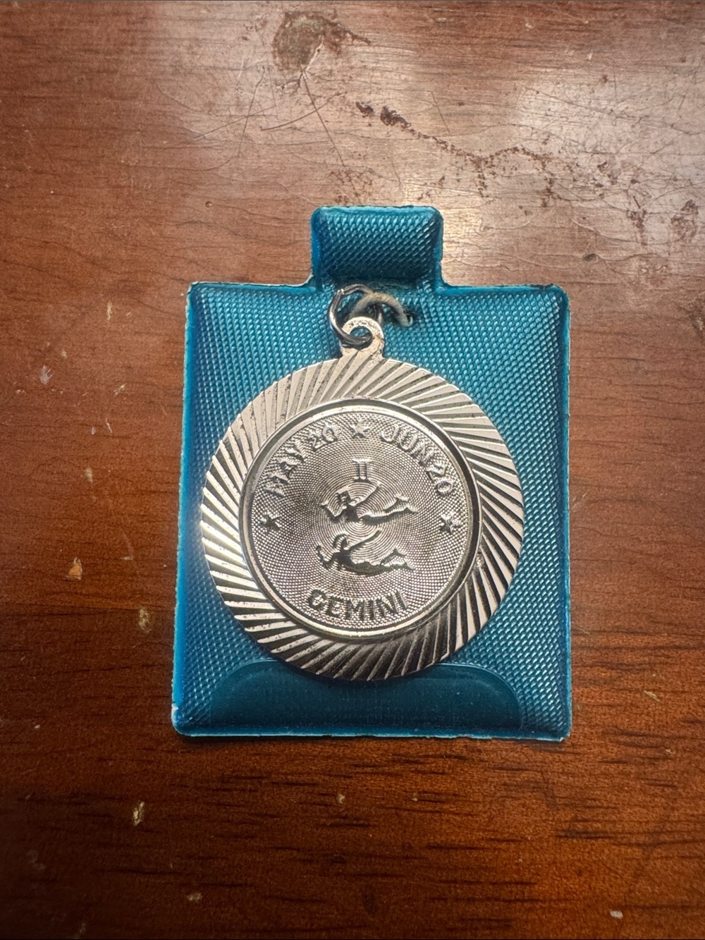 Gemini Zodiac Medallion Pendant in Sterling Silver